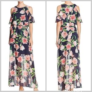 Eliza J Floral Chiffon Maxi Dress